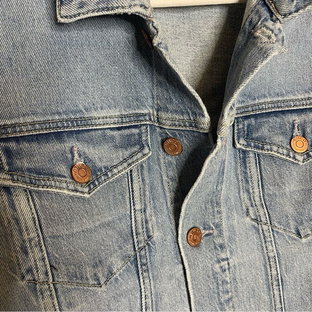 NWOT ETICA Lennox Mini Cropped Trucker Denim Blue Women's Jacket - Picture 9 of 13
